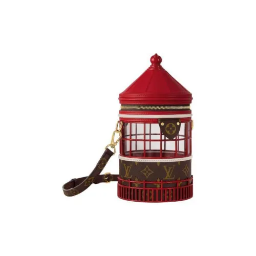 LOUIS VUITTON Phare Покрытый холст с кожаными вставками Сумка через плечо Женская Красная и Коричневая