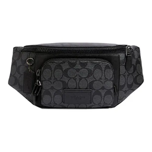 COACH Track Покрытый холст с гладкой коровьей кожей большой мужской черный