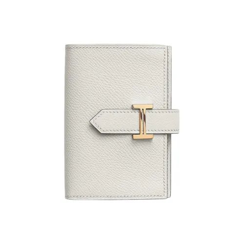 HERMES Bearn Epsom Телячья кожа Кошелек Мини Унисекс M4 Gris Pale Кремово-серый