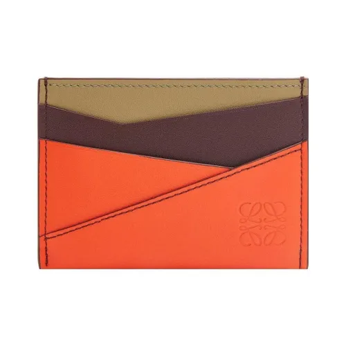 LOEWE Пазл Коровья кожа Картхолдер Женские Ярко-оранжевый и Темно-бордовый