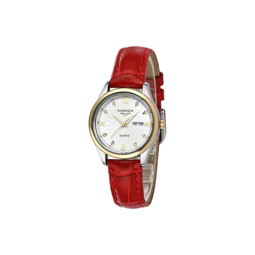 GUANQIN DS80007 AV.JBR Кварцевый механизм Кожаный ремешок Часы Женские Белый циферблат