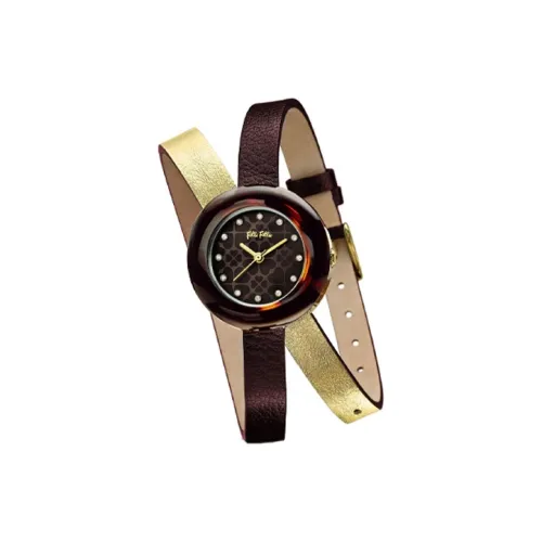 Folli Follie Women's Watch Кварцевый механизм Кожаный ремешок 34 мм Коричневый циферблат