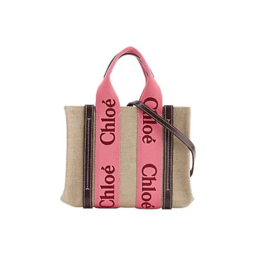 Chloe Древесные Льняная ткань Холст Телячья кожа Тоут Сумка Сумка для покупок Сумка через плечо Сумка Маленькая Женская