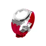 Серебряный стальной корпус + красный ремешок + серебряная застежка-бабочка + инструмент