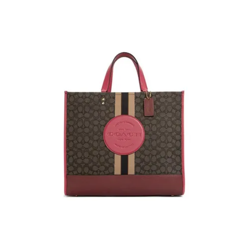 COACH Dempsey Холщовая сумка через плечо большая унисекс коричневая