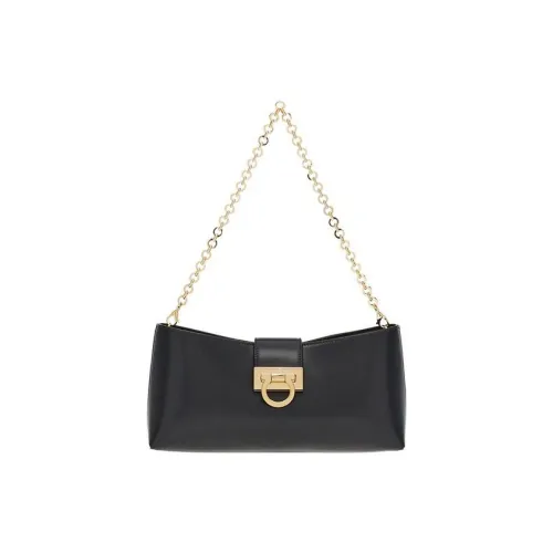 FERRAGAMO Trifolio Сумка из коровьей кожи с цепочкой сумка через плечо женская черная