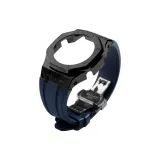 Черный стальной корпус + синий ремешок + черная застежка-бабочка + инструмент