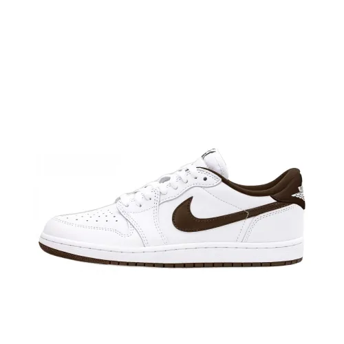 JORDAN Air Jordan 1 Винтажные баскетбольные кроссовки Low Топ Белый-коричневый Мужской