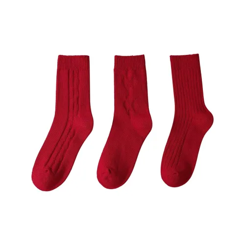 JUNEROSE Red 3 шт Женские MID Носки до щиколотки