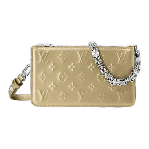 LOUIS VUITTON Moonogram Телячья кожа Сумка через плечо Женская Светло-Золотая