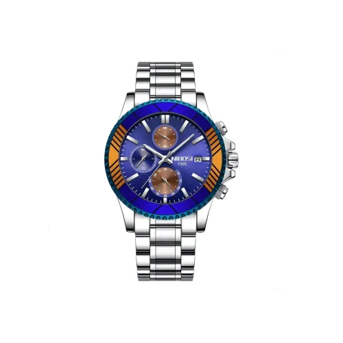 NIBOSI 1985 Кварцевый механизм стальной ремешок унисекс синий циферблат модель Ni2553