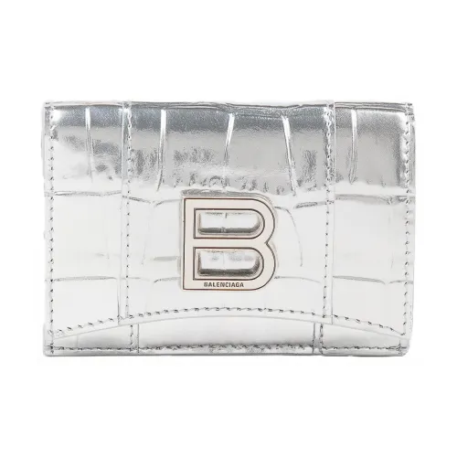 Balenciaga HOURGLASS Телячья кожа Кошелек Мини Женское Серебро