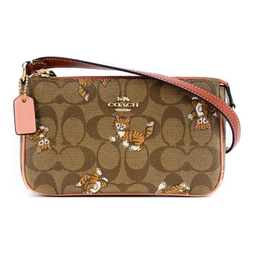 COACH Nolita ICONIC Холст с покрытием и гладкая кожа Сумка на плечо Сумка Маленькая Женская Хаки с монограммой