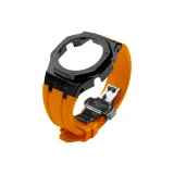 Черный стальной корпус + оранжевый ремешок + черная застежка-бабочка + инструмент