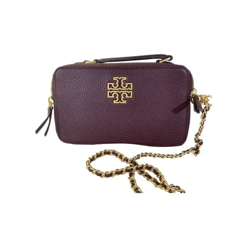TORY BURCH Britten Корова Крупнозернистая текстура Camera Сумка Сумка через плечо Маленькая Женская Бургунди