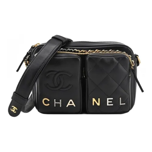 CHANEL Телячья кожа Camera Сумка Одно плечо Через плечо Клатч Маленький Женский Черный