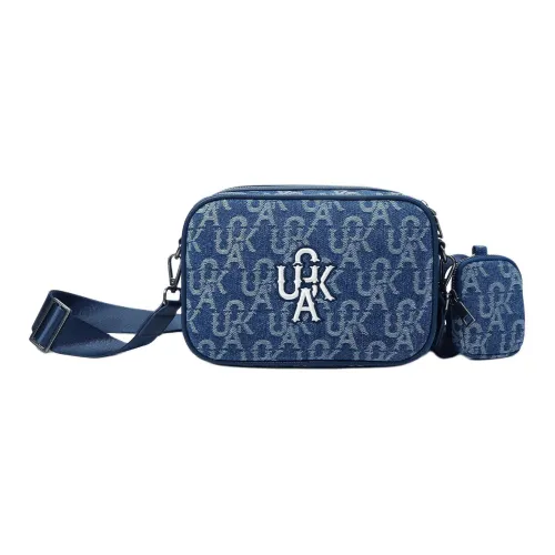 Guuka Ткань Маленькая Квадратная Сумка Camera Сумка Сумка через плечо Стандартная Унисекс Джинсовый Синий