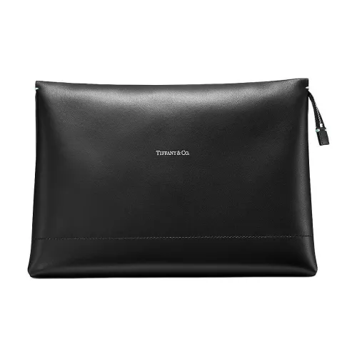 TIFFANY CO. Кожаный клатч большой унисекс черный