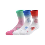 3 упаковки - Полосы Градиент Баскетбольные носки (Белый Красный + Светло-Синий + Розовый Зеленый)