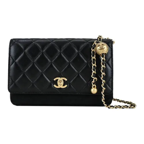 CHANEL WOC Гладкая сумка через плечо из овечьей кожи мини женская черная