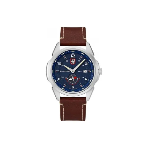 LUMINOX Кварцевый механизм Мужские часы Часы 42 мм Синий циферблат Корпус из нержавеющей стали Натуральная кожа Ремешок 1763