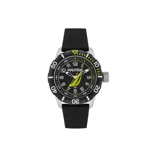 NAUTICA Наручные часы Кварцевый механизм Резиновый ремешок 44 мм Черный циферблат Мужские часы NAI08513G