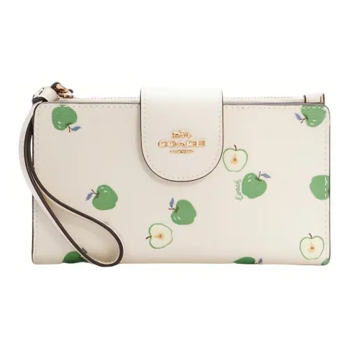 COACH Tech Wallet Холст с кожей Клатч Кошелек Женский Белый