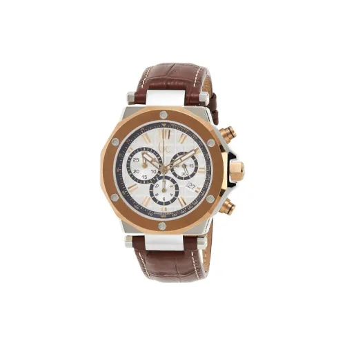 GUESS Наручные часы Кварцевый механизм Кожаный ремешок 43 мм Серебристый циферблат Мужские часы X72035G1S