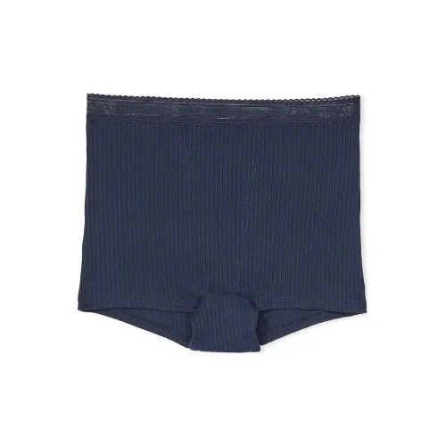 Victoria's Secret Розовый Хлопок Логотип Хлопок Высокая Талия Бойшорт Трусы B Нижнее белье Женское 1 Пачка Морской Синий