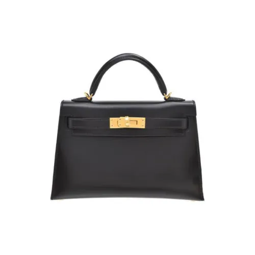 HERMES Mini Kelly 2nd Generation Кожа Коробка Сумка Kelly Сумка через плечо Мини Сумка Женская Черная
