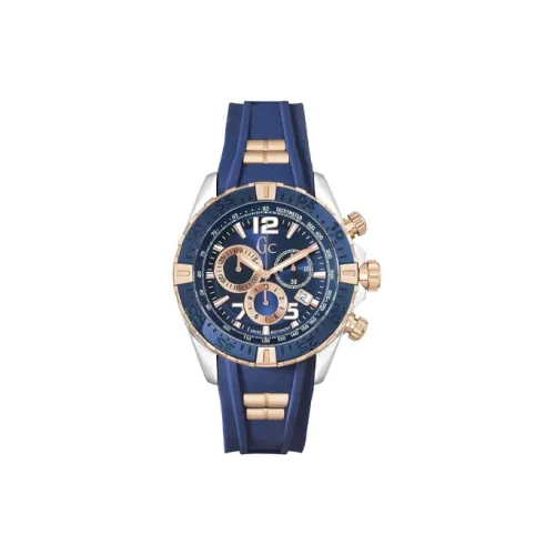 GUESS Sport Chic Collection Мужские часы Кварцевый механизм Силиконовый ремешок 45 мм Синий циферблат