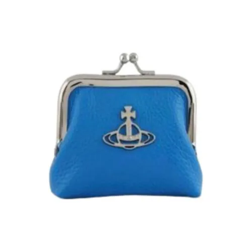 Vivienne Westwood Jordan Коровья крупнозернистая текстура Кожа Кошелек Монетница Кошелек Мини Женский Синий