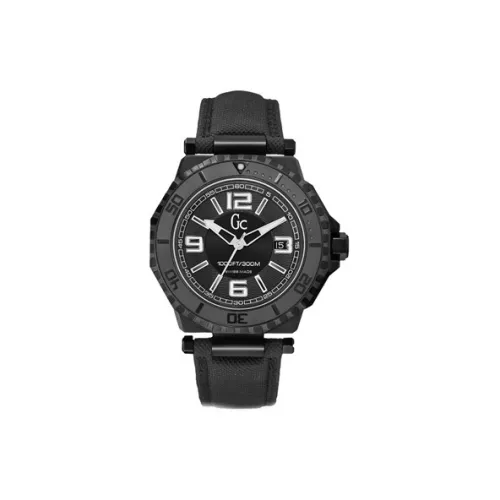 GUESS Наручные часы Кварцевый механизм Кожаный ремешок 44 мм Черный циферблат Мужские часы