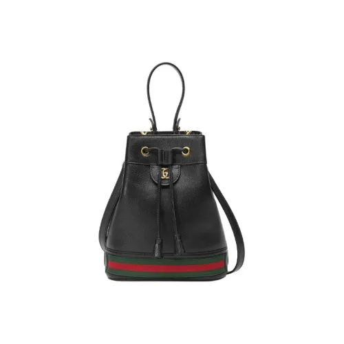 GUCCI Ophidia Кожа Ведрообразная Сумка Портативная Сумка через плечо Маленькая Женская Черная