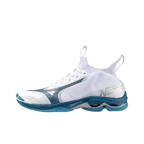 Mizuno Wave Lightning Neo 2 Амортизация Износостойкие Низкие Кроссовки для тренировок Унисекс Белый Синий