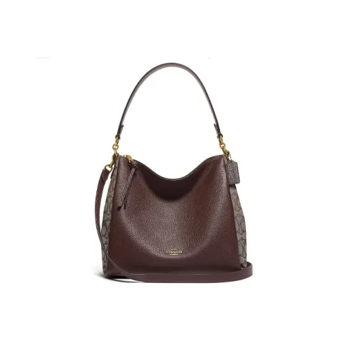 COACH Shay Жаккардовая ткань с галькой GRAIN LEATHER Сумка на плечо Женская Темно-красный