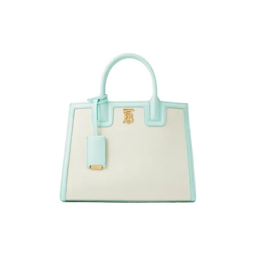 Burberry Frances Хлопок Canvas Телячья кожа Тоут Сумка Сумка для покупок Сумка Мини Женская Естественный Cool Mint Цвет