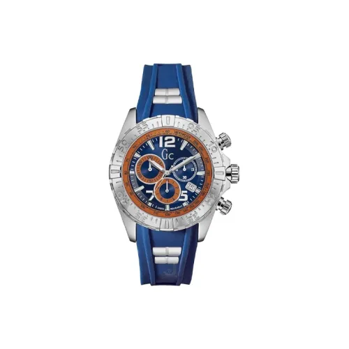 GUESS Наручные часы Кварцевый механизм Резиновый ремешок 45 мм Синий циферблат Мужские часы