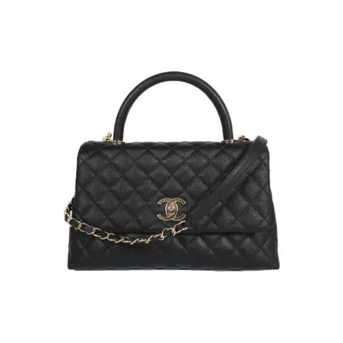 CHANEL Coco Handle Коровья кожа Сумка через плечо Сумка среднего размера Женская Черная