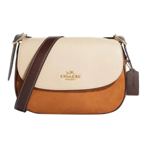 COACH Macie Коровья кожа Сумка через плечо Сумка на плечо Женская Айвори Белый Светлый Седловый Коричневый