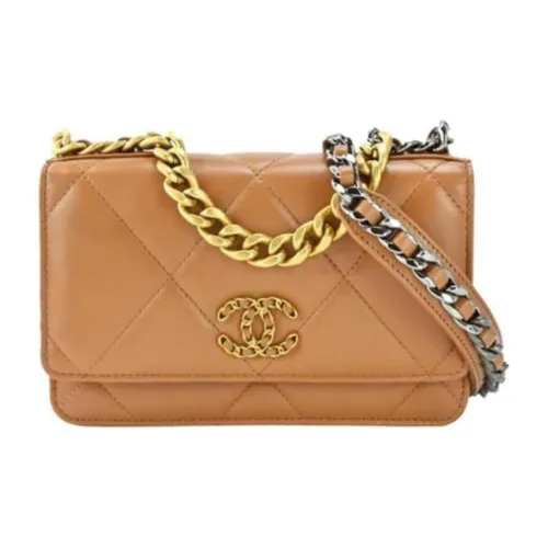 CHANEL 19BagWOC Козья кожа Портативная Сумка через плечо Сумка на плечо Женская Коричневая