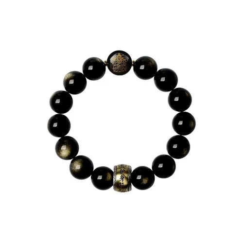 Qing Yi Золотой SHEEN Обсидиан Браслеты Унисекс