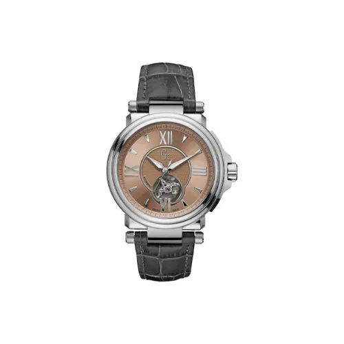 GUESS Наручные часы Кварцевый механизм Кожаный ремешок 44 мм Розовый циферблат Часы Мужские часы