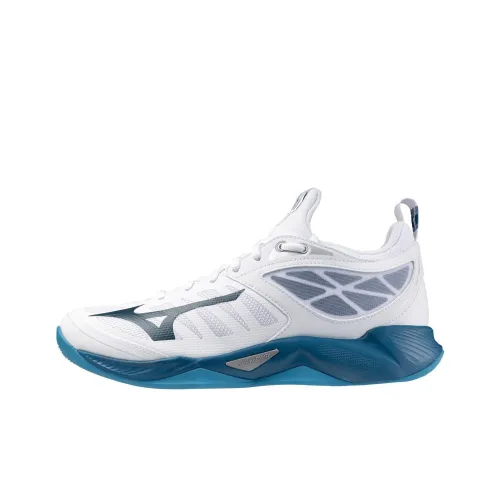 Mizuno Wave Dimension Амортизация Износостойкие Низкие Кроссовки для тренировок Унисекс Белый Синий