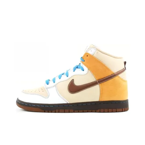 Nike Dunk High Премиум Покрытие Амортизация Высокие Кроссовки для скейтбординга Унисекс Белый Желтый Коричневый