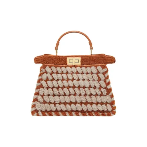 FENDI Peekaboo ISeeU Овчина Сумка через плечо Сумка Маленькая Женская Коричневая и Серая