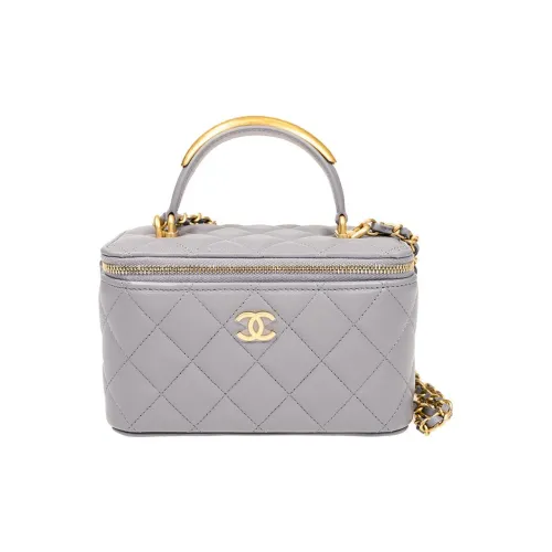 CHANEL Овчина Сумка для коробок Косметичка Ручная сумка Сумка через плечо Включает Зеркальце Женская Серый