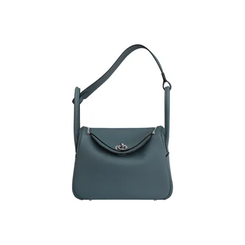 HERMES Lindy Clemence Bullock Кожа Сумка Сумка через плечо Женская Y7 BLEU Orage Hurricane Синий