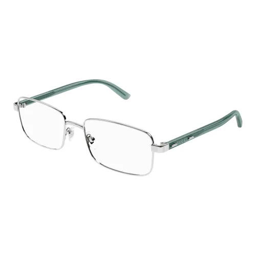 GUCCI Металл Нерегулярная форма Оправы для очков Унисекс Серебряный