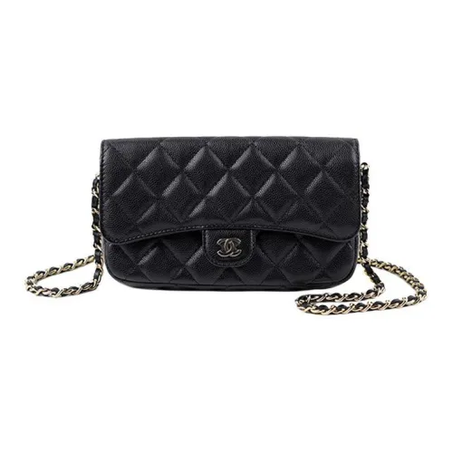 CHANEL Classic Flap CF Коровья кожа Сумка через плечо Стандартная Женская Черная
